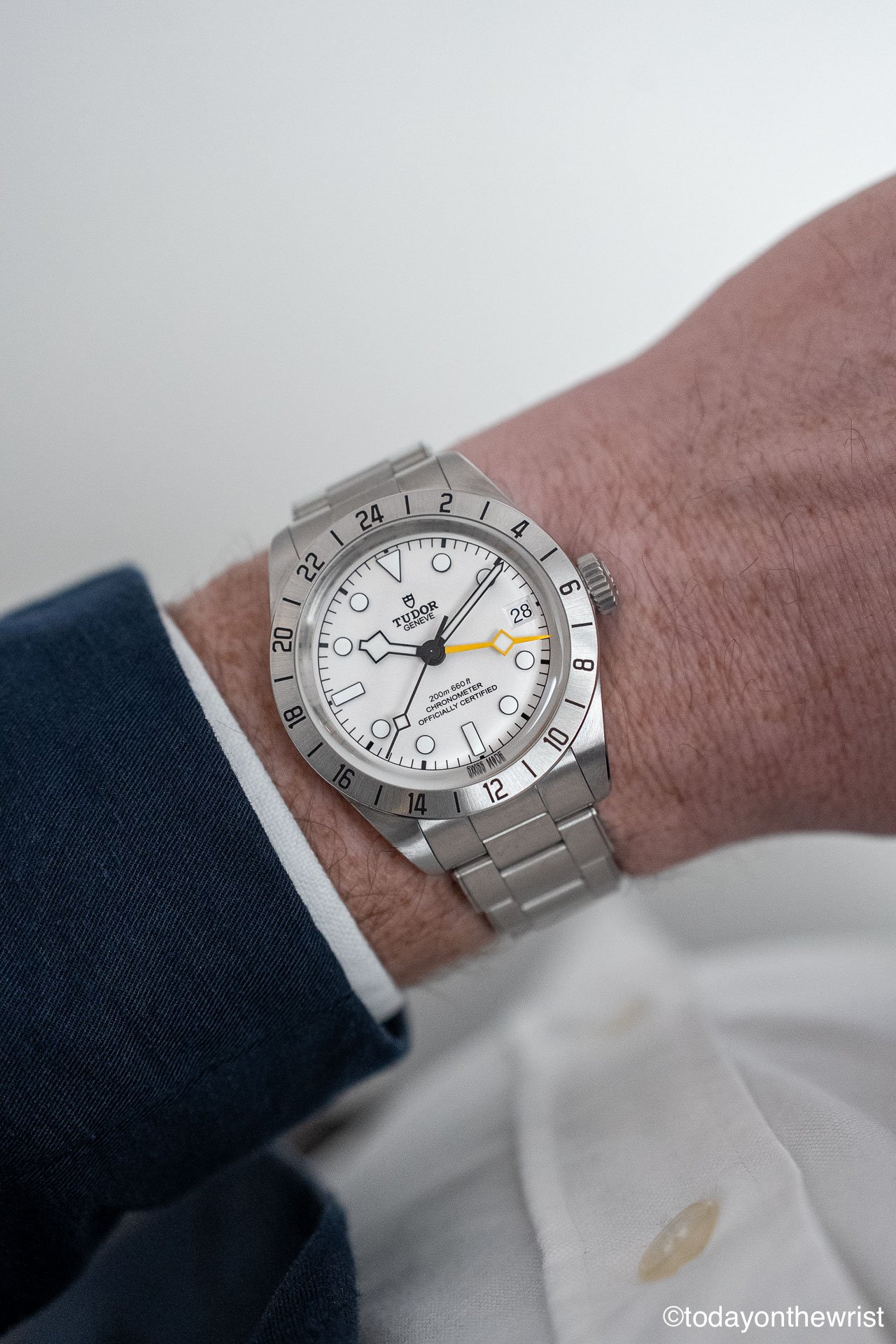 Tudor Black Bay Pro opaline dial on the wrist
