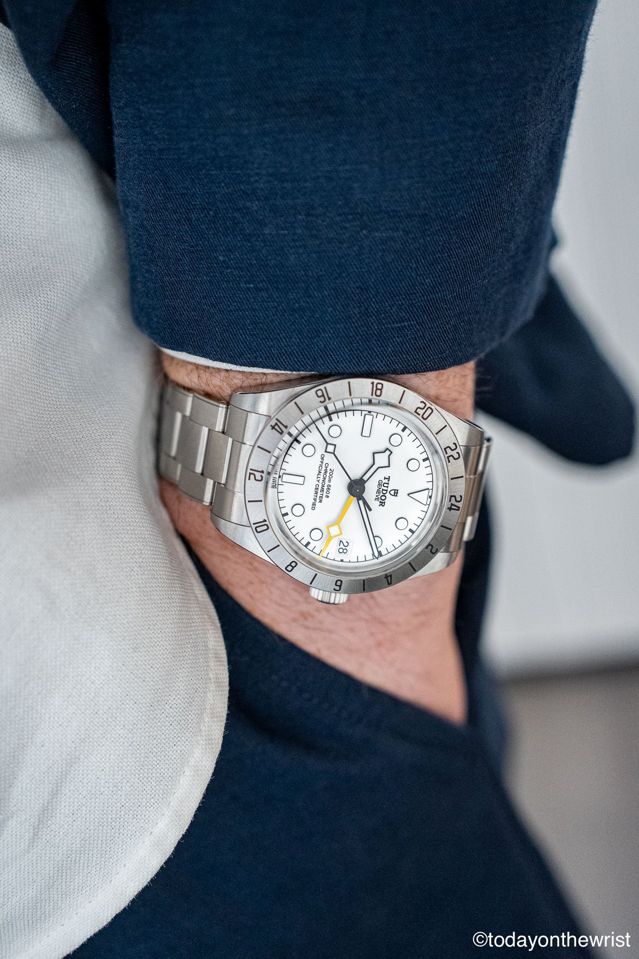 Tudor Black Bay Pro opaline dial on the wrist
